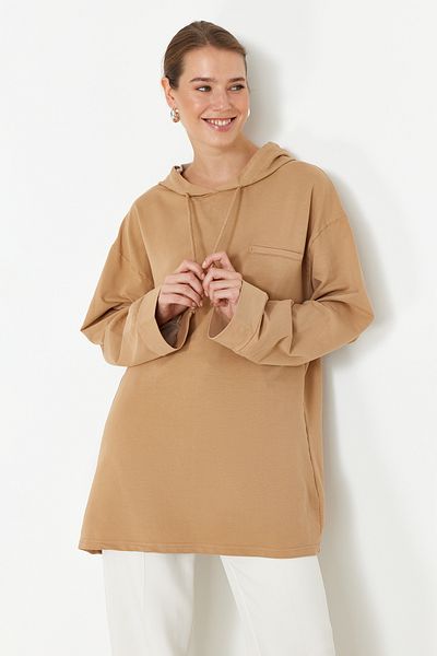 Trendyol Modest Acid Washed Oversize φούτερ με κουκούλα - TCTSS24TW00006