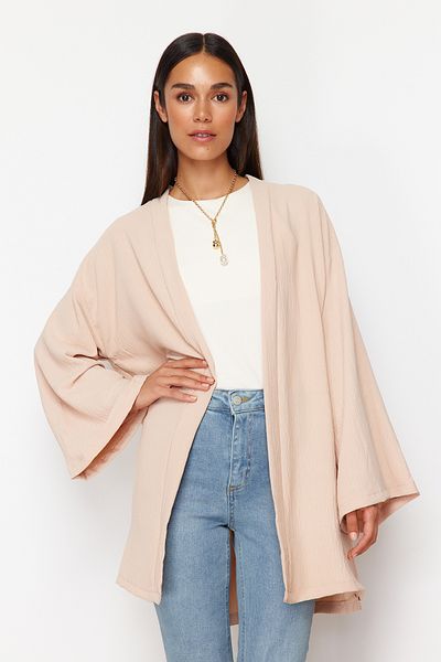 Trendyol Modest Stone Woven Linen Look Kimono TCTSS24KK00004