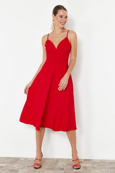 Trendyol Collection A-Cut Red Woven Dress - TPRSS24EL00185