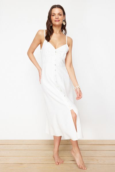 Trendyol Collection Пляжний одяг Сукня ткана міді екрю TBESS24EL00153