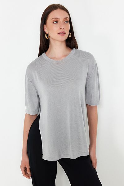 Trendyol Collection TWOSS24KZ00047 Model Gray Short Sleeve Knitwear Sweater