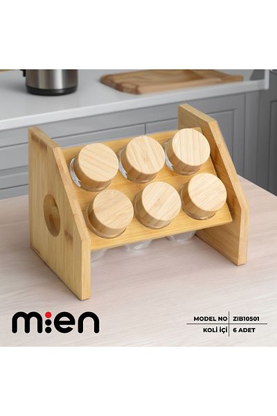 MİEN Mien 7 Piece Bamboo Round Spice Set