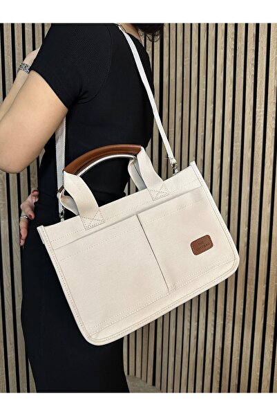 Nstil Бежева жіноча сумка через плече - полотняна сумка, середнього розміру, ...