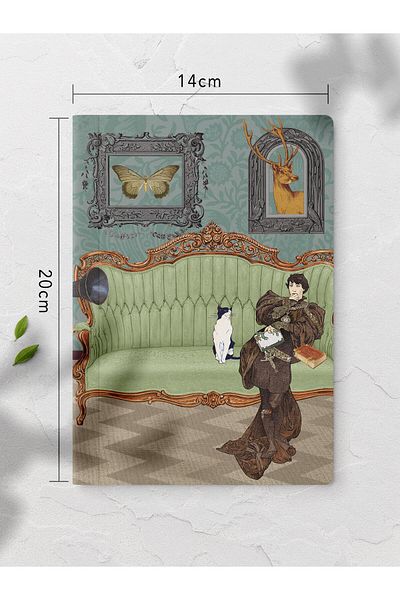 Postifull Caiet fără linii, Caiet cu tematică retro vintage, Blocnotes, Caiet vintage, 64 coli 14*21cm
