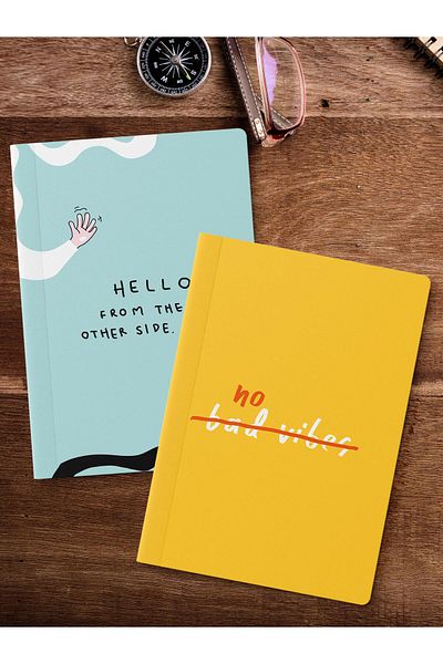 Postifull Unlined Notebook Set, 2 Pieces of Motivational Patterned Notebook, Notepad, Memory Book, 64 Pages