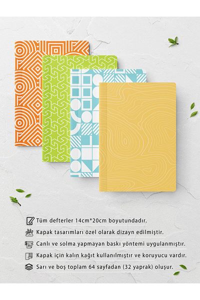 Postifull Set Blocnotes cu tematică pastel - 4 bucăți - 14cm*20cm - 64 coli