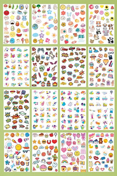 Postifull مجموعة ملصقات، 500 قطعة، كتاب ملصقات 16 صفحة، جدول أعمال، مجلة رصاصة، مذكرات، كمبيوتر محمول، هاتف