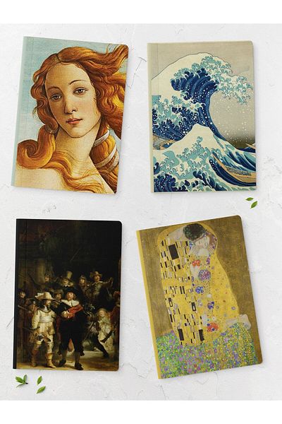 Postifull Set caiete cu tematică artistică - 4 bucăți - 14cm*20cm - 64 pagini - fără linii