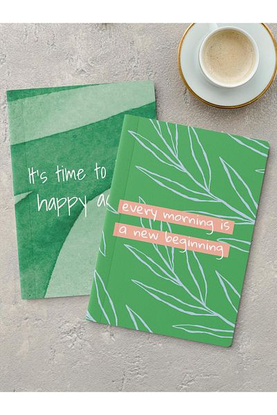 Postifull Unlined Notebook Set, 2 Pieces of Motivational Patterned Notebook, Notepad, Memory Book, 64 Pages