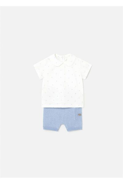 MAYORAL Cămașă pentru bebeluși Tricotaj Set pantaloni scurți Alb 1206