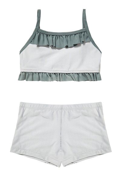 Argento Ριγέ βολάν Λεπτομέρεια Bustier Παιδικό μπικίνι