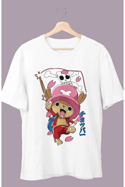 Fuddy Moda Tricou oversize One Piece Choppers imprimat, Tricou unisex cu imprimeu Anime
