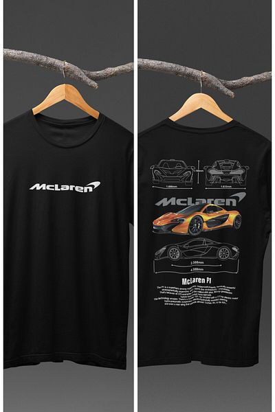 Fuddy Moda Tricou unisex cu imprimeu McLaren P1 pe spate, tricou imprimat cu tema curselor de mașini de curse