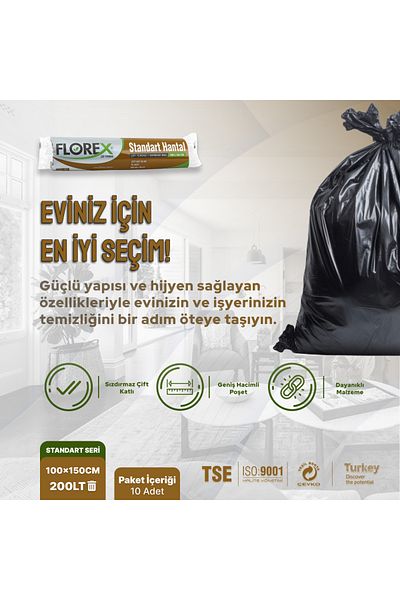 Florex Standard Snug Size Black Garbage Bag X 5 Rolls