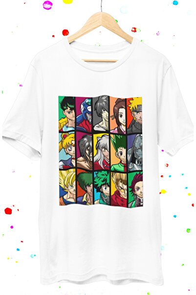 Fuddy Moda Oversize kroj Miješani anime likovi Štampano T-shirt, unisex anime...