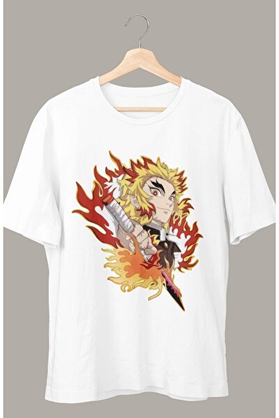 Fuddy Moda Tricou oversize Demon Slayer Kyojuro cu imprimeu color, tricou uni...