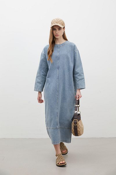 Manuka OVERSIZE-DENIM-KLEID BLAU