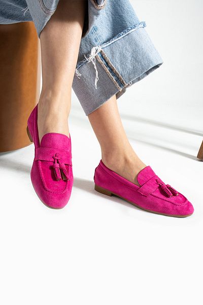 İnan Ayakkabı WOMEN'S Fuchsia Suede Color TASSEL DETAILED SHOES & SHOES