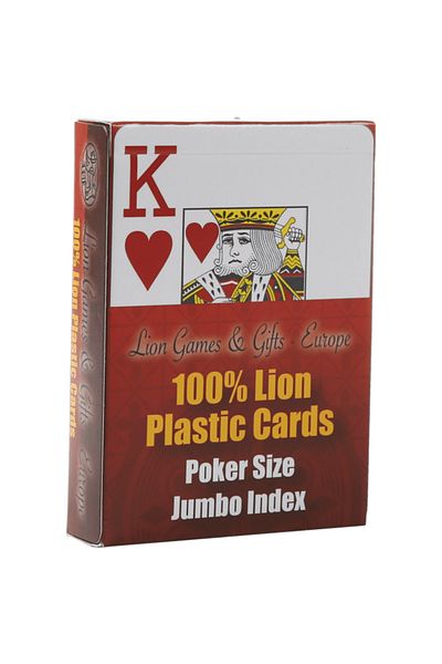 Lion بطاقة ألعاب تكساس هولدم البلاستيكية - سطح أحمر
