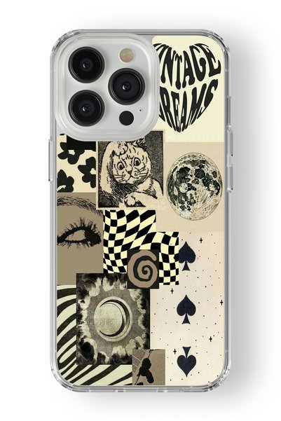 Multitronic حافظة شفافة مطبوعة بتصميم Vintage Dreams متوافقة مع هاتف iPhone 1...
