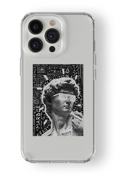 Multitronic حافظة شفافة مطبوعة بتصميم تمثال ديفيد متوافقة مع هاتف iPhone 14 P...