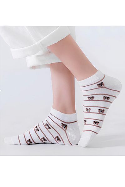 Esinti 5 perechi de șosete pentru femei, copii, până la gleznă, pantofi sport, șosete cu modele colorate, 5 buc.