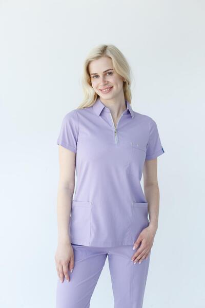 Dr. Mitra طقم طبيب ممرضة جراحية من الليكرا بسحاب للنساء