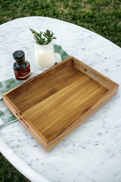 ALBETTO صينية خدمة شجرة أكاسيا 35*25 سم صينية خدمة حامل العرض محور1005