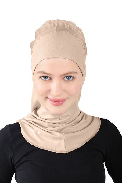 Ecardin Viscose Large Hijab Laced Turban with Knobs - St 124 Light Mink