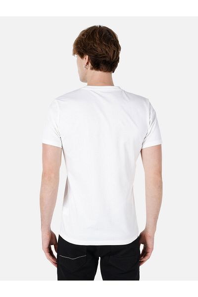 Colin's Tricou cu mânecă scurtă pentru bărbați, alb, imprimat, cu decolteu, slim-fit Cl 1064721