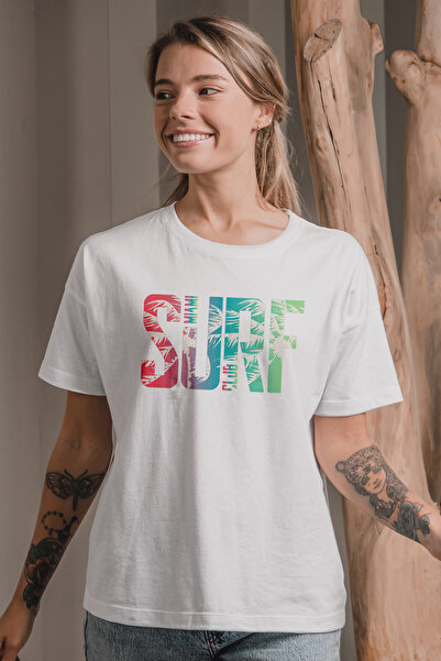 MYADA Surf Written Rainbow Palm Sa deznom Oversize kroj majica