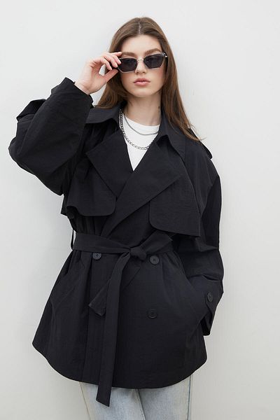 Manuka TRENCH OVERSIZE LIZBON SCURT NEGRU
