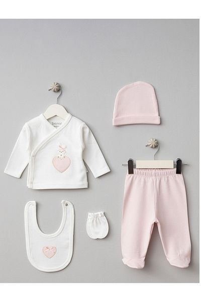 Bebitof Heart Rabbit Embroidered 5 Pieces Hospital Exit