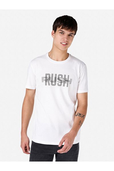 Colin's Tricou cu mânecă scurtă pentru bărbați, alb, imprimat cu decolteu normal, Cl 1068393