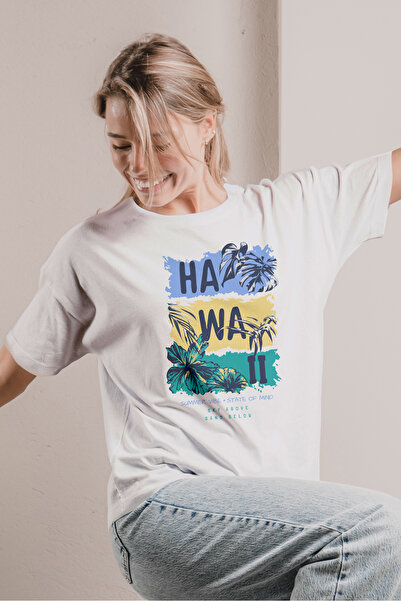 MYADA Tricou cu palmier imprimat Hawaii oversize