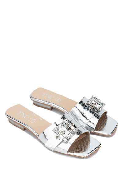 Tamer Tanca Papuci plati de damă din piele naturală gri