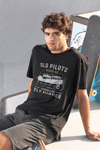 MYADA Old Pilots Never Die Written Glider Tricou oversize imprimat