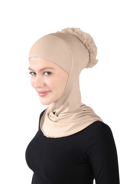 Ecardin Viscose Large Hijab Laced Turban with Knobs - St 124 Light Mink