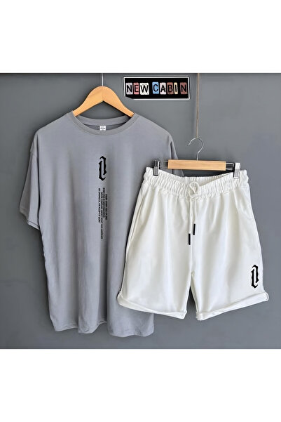 NewCabin تي شيرت كبير الحجم مطبوع برقبة عالية للجنسين للموسم الجديد - شورت صي...