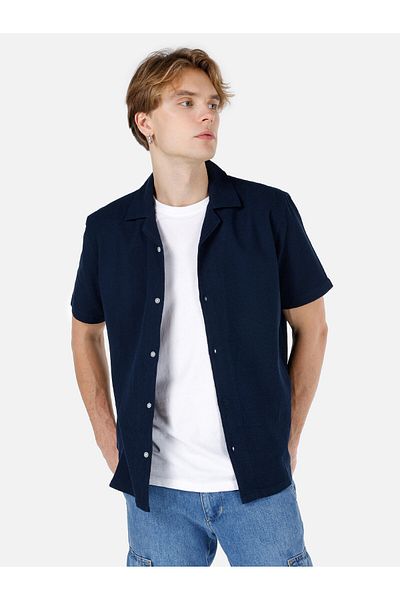 Colin's Men's Shirt - Navy Blue, Sleeves