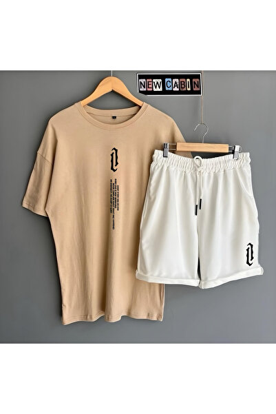 NewCabin تي شيرت كبير الحجم مطبوع برقبة عالية للجنسين للموسم الجديد - شورت صي...