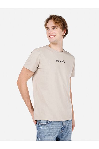 Colin's Μπεζ Ανδρικό T-Shirt - Μανίκια