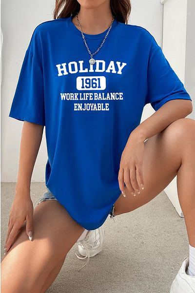 ciwi&life Μπλουζάκι Unisex Holiday Design Printed Sax-Blue