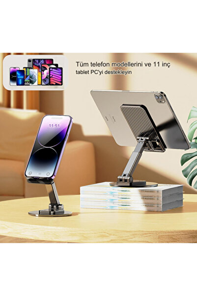 Genel Markalar iPhone, iPad, XIAOM Samsung Huavei Telefon Ve Tabletler İçin Uyumlu Çok Amaçlı 360° Dönebilen Stand