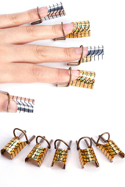 Nera Classy Protez Tırnak Oluşturucu C Kavisli Metal Formlar 5 Adet Set Yenid...