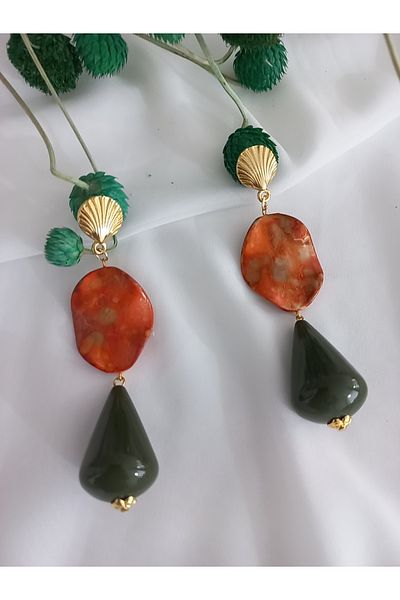İPAR AKSESUAR Green Coffee handmade original design earrings