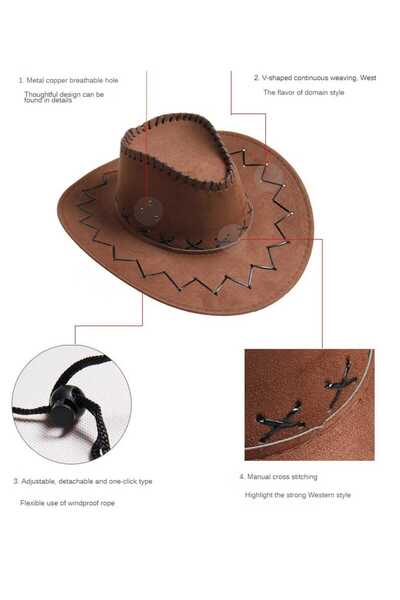 Tezzgelsin Pălărie de cowboy din nubuc negru unisex