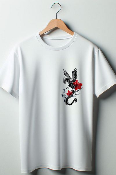 Vordevia Λευκό μπλουζάκι με στάμπα Phoenix Oversize Crew Neck