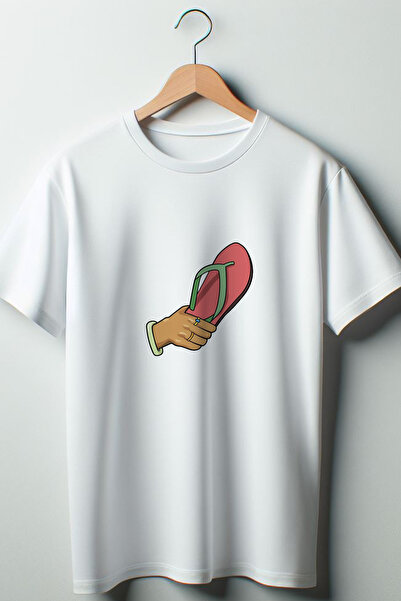 Vordevia Mama papuče Štampano Oversize kroj okrugla kragna bela majica