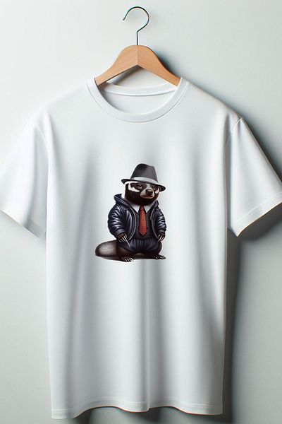 Vordevia Λευκό μπλουζάκι με στάμπα Honey Badger Oversize Crew Neck